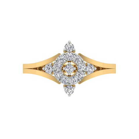 18k Yellow Gold and Diamond Fancy Ring in size 5.5 and total gold weight of 1.55g