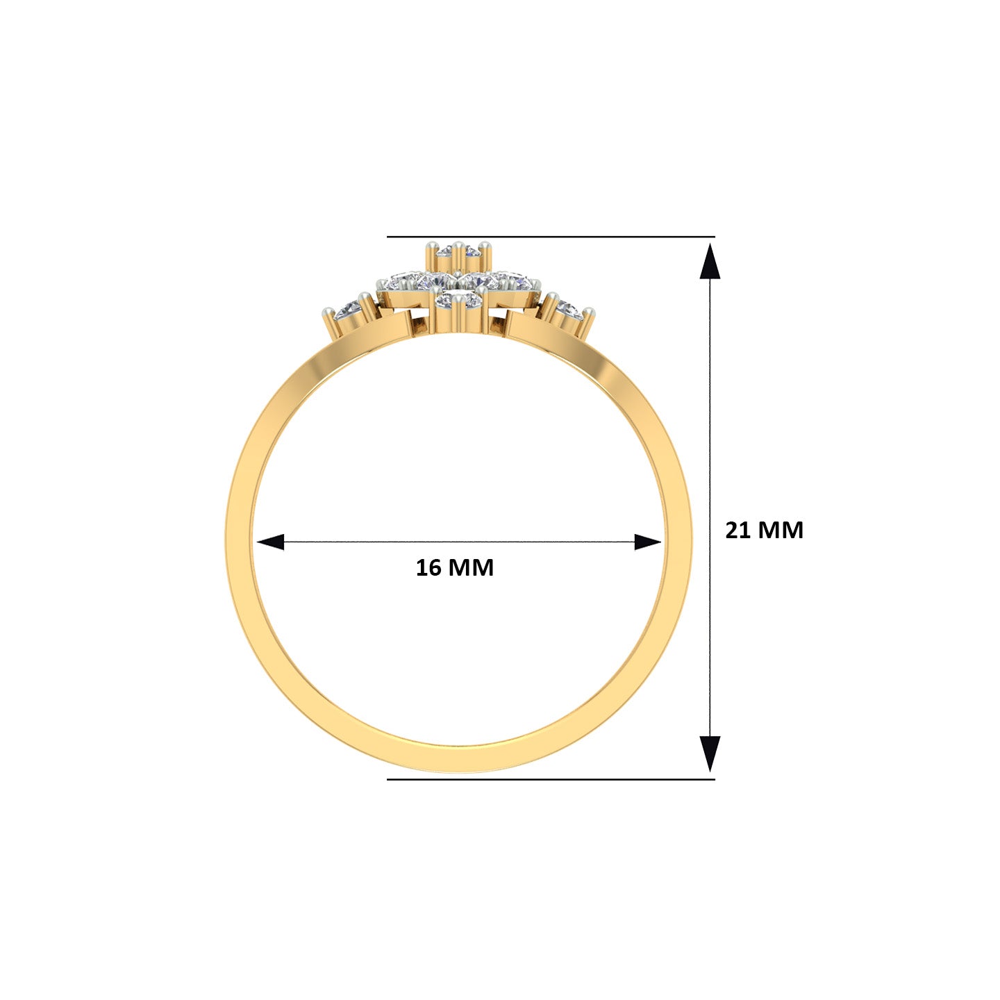 18k Yellow Gold and Diamond Fancy Ring in size 5.5 and total gold weight of 1.55g