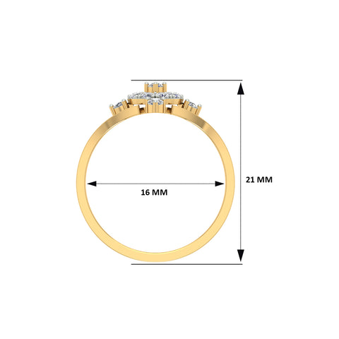 18k Yellow Gold and Diamond Fancy Ring in size 5.5 and total gold weight of 1.55g