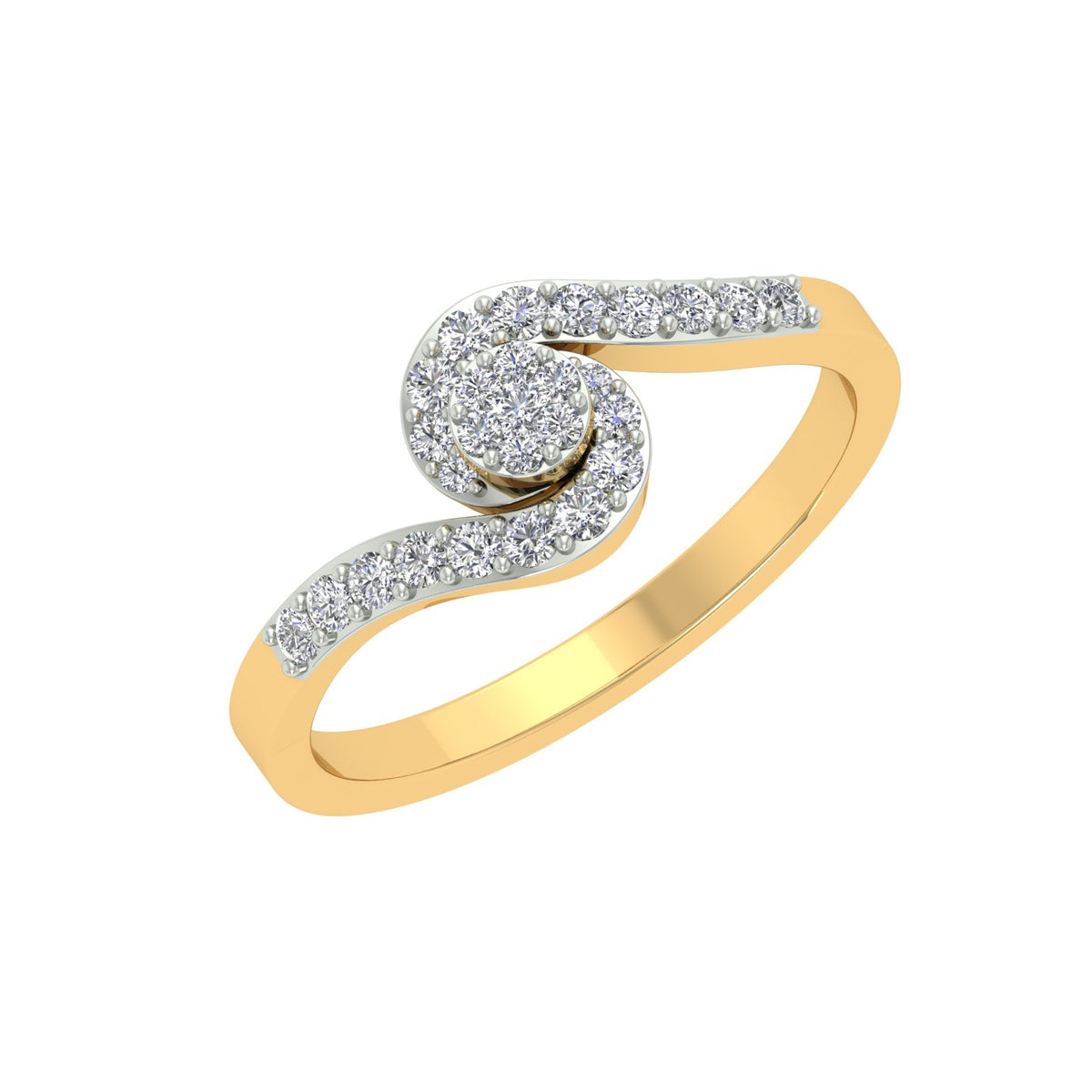 18k Yellow Gold and Diamond Fancy Ring in size 5.5 and total gold weight of 2.07g