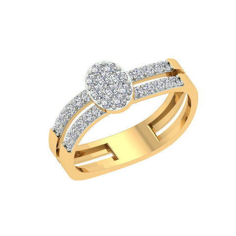 18k Yellow Gold and Diamond Fancy Ring in size 5.5 and total gold weight of 2.65g