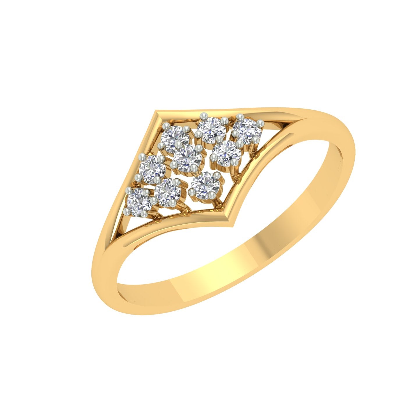 18k Yellow Gold and Diamond Fancy Ring in size 5.5 and total gold weight of 1.78 gm