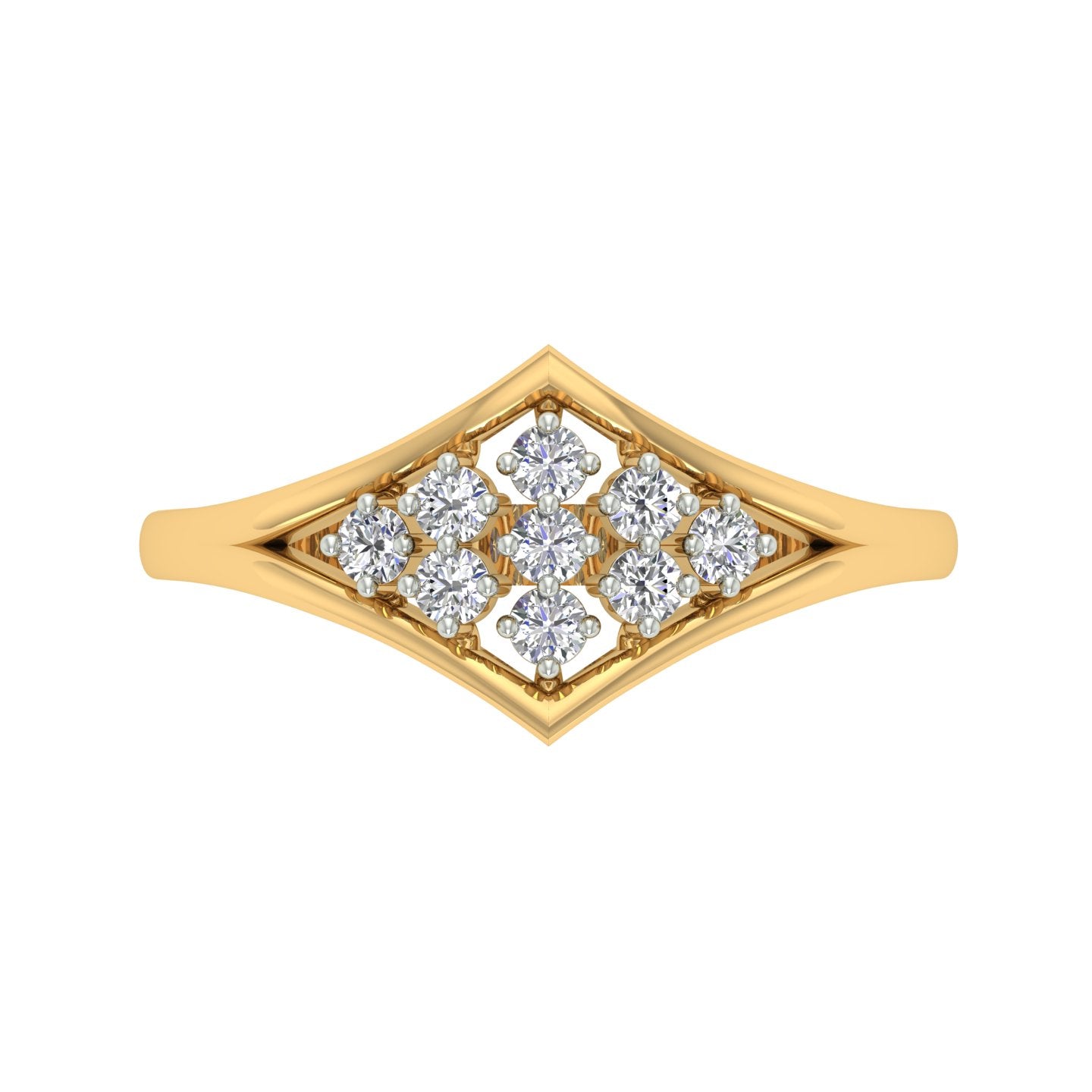 18k Yellow Gold and Diamond Fancy Ring in size 5.5 and total gold weight of 1.78 gm