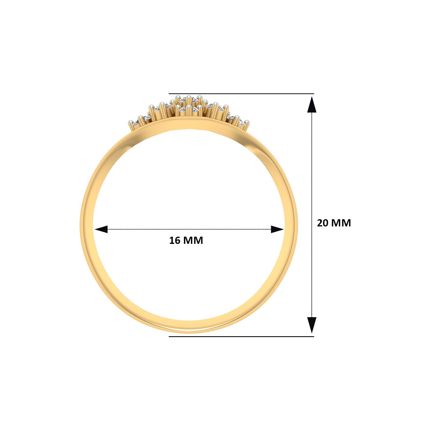 18k Yellow Gold and Diamond Fancy Ring in size 5.5 and total gold weight of 1.78 gm