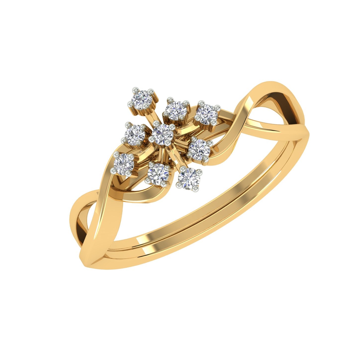 18k Yellow Gold and Diamond Fancy Ring in size 5.5 and total gold weight of 2.17g