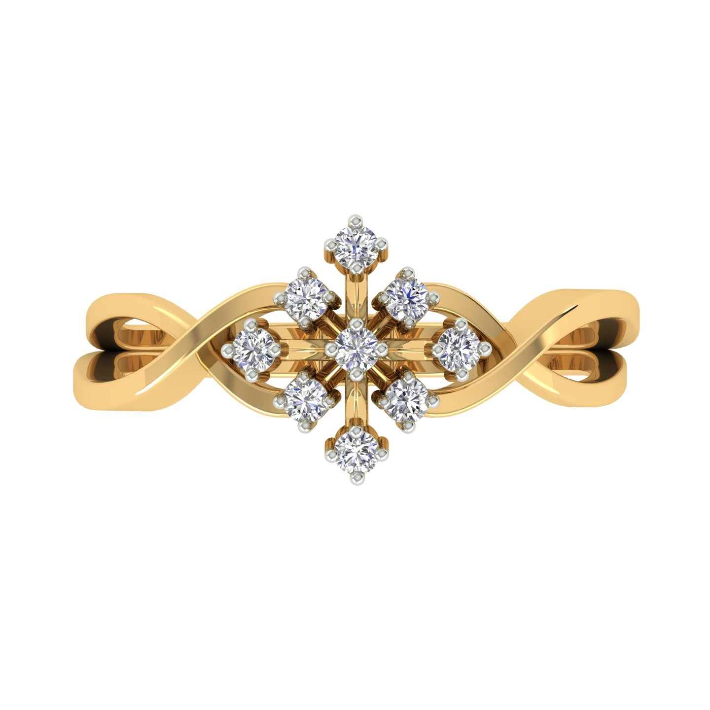 18k Yellow Gold and Diamond Fancy Ring in size 5.5 and total gold weight of 2.17g