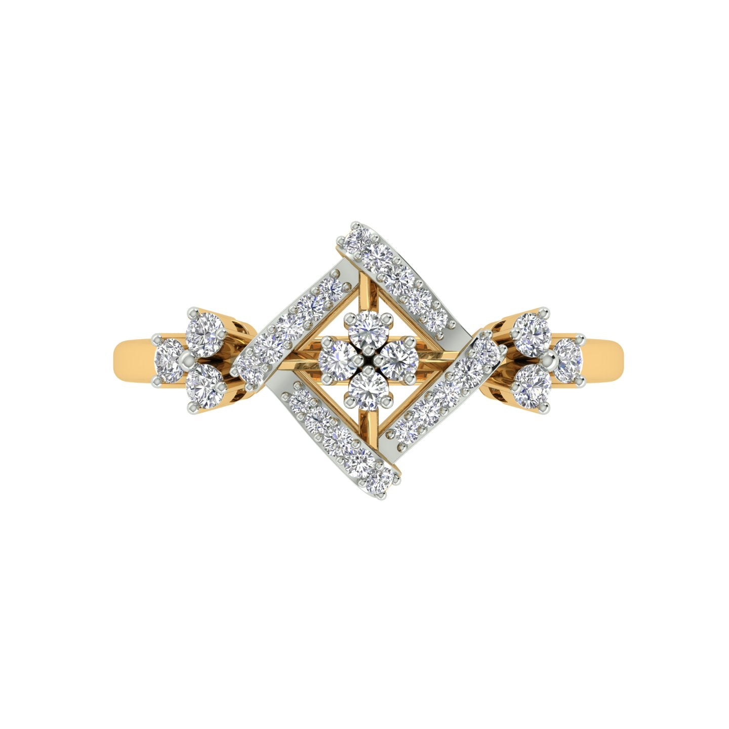 18k Yellow Gold and Diamond Fancy Ring in size 5.5 and total gold weight of 1.93 gm