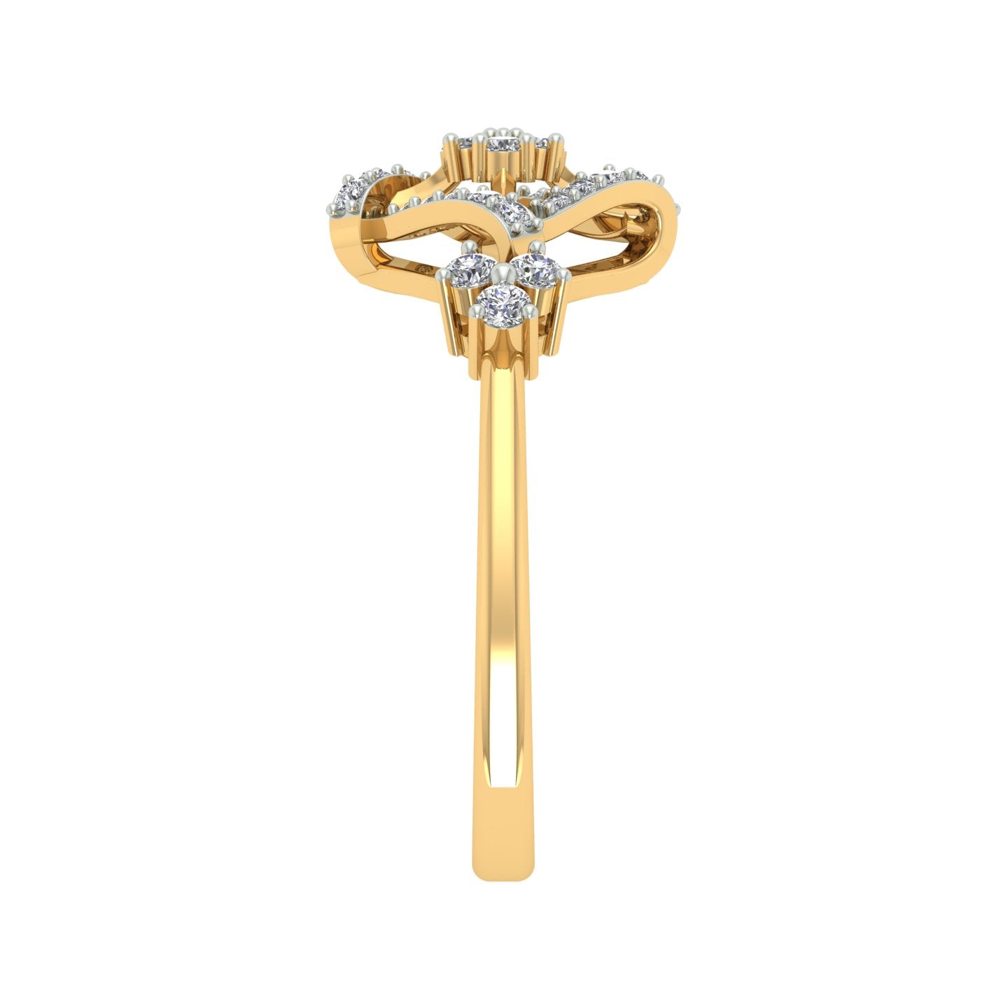 18k Yellow Gold and Diamond Fancy Ring in size 5.5 and total gold weight of 1.93 gm