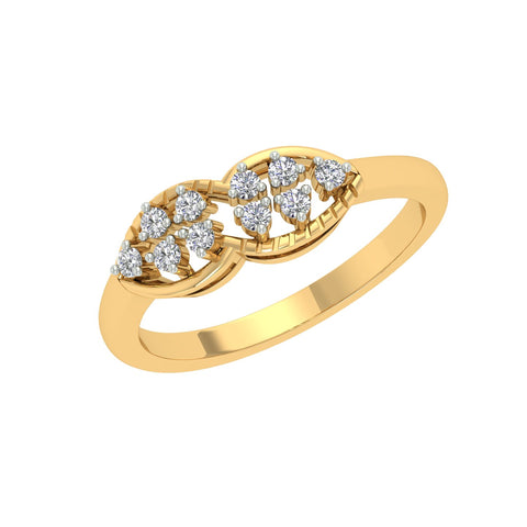 18k Yellow Gold and Diamond Fancy Ring in size 5.5 and total gold weight of 2.44g