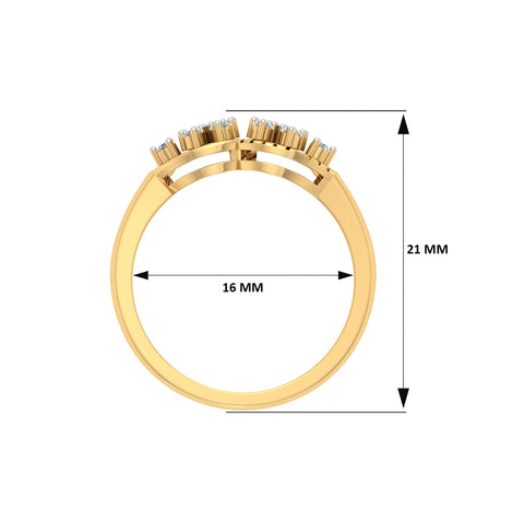 18k Yellow Gold and Diamond Fancy Ring in size 5.5 and total gold weight of 2.44g