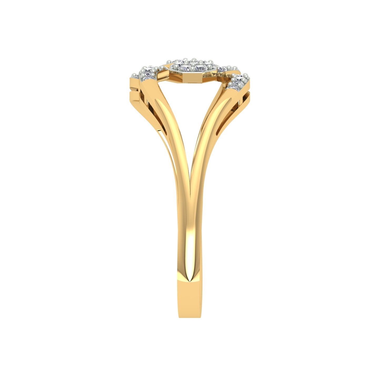 18k Yellow Gold and Diamond Fancy Ring in size 5.5 and total gold weight of 2.29g