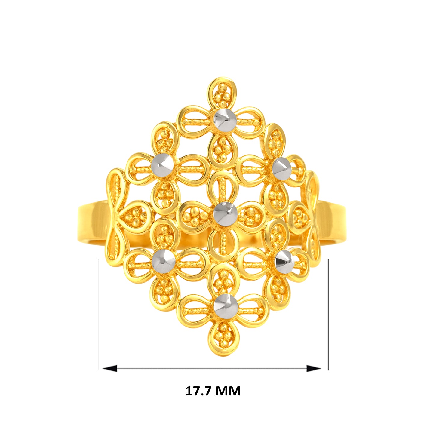22k Two Tone Gold Filigree Ring measuring 7.5