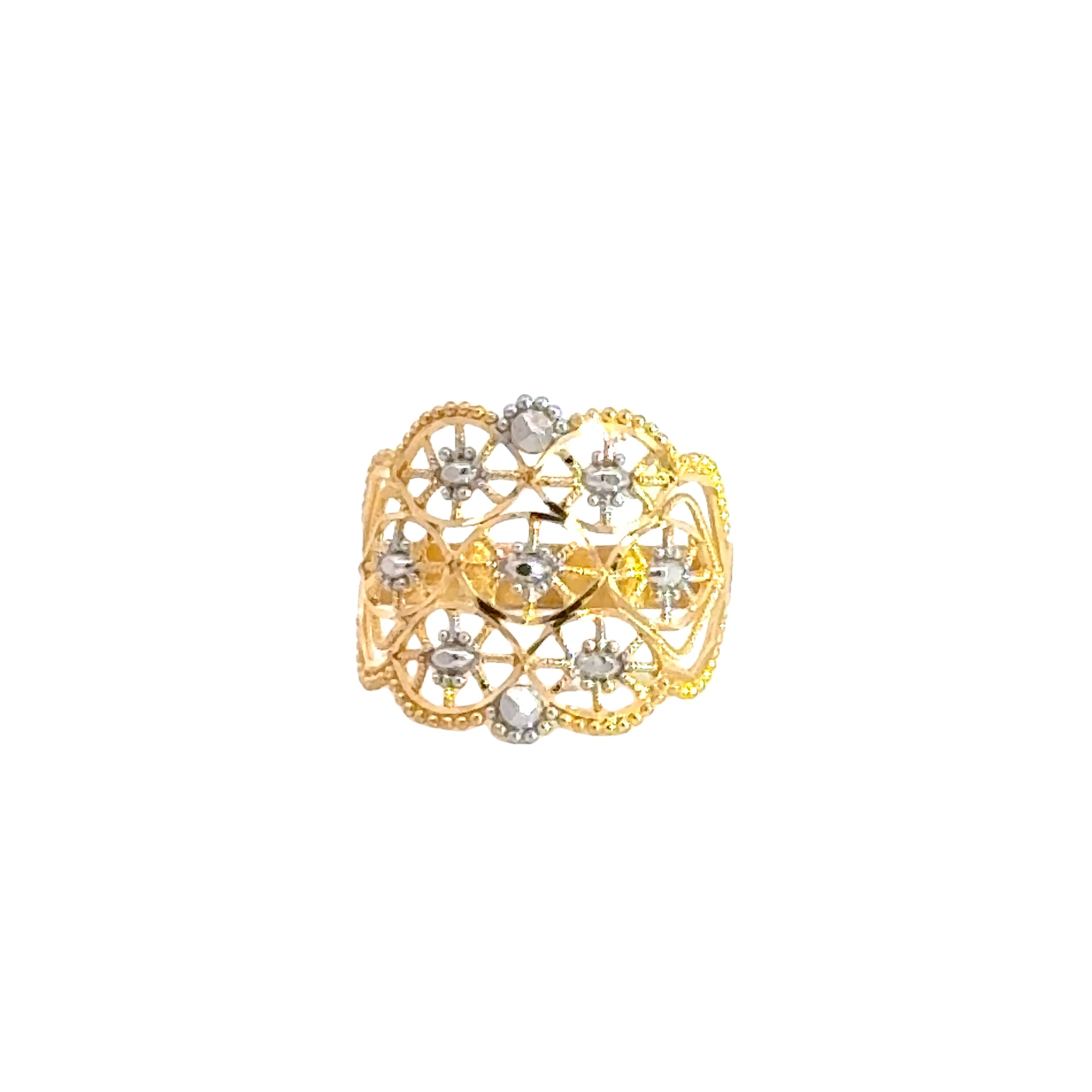 22k Two Tone Gold Filigree Ring measuring 7