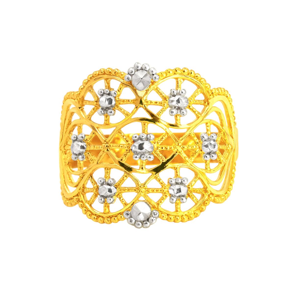 22k Two Tone Gold Filigree Ring measuring 7