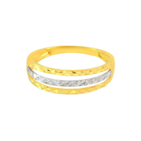 22k Two-Tone Gold Cocktail Fancy Ring in size 6.5 and total gold weight of 1.9g