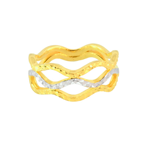 22k Two-Tone Gold Cocktail Fancy Ring in size 7.2 and total gold weight of 3.09g