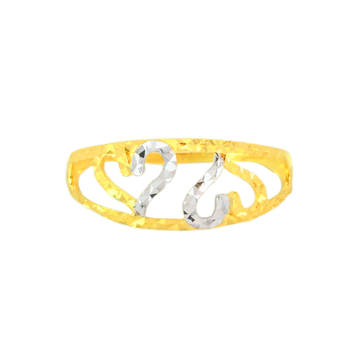 22k Two-Tone Gold Cocktail Fancy Ring in size 7.5 and total gold weight of 1.72g