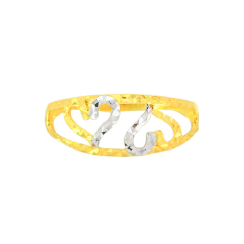 22k Two-Tone Gold Cocktail Fancy Ring in size 7.5 and total gold weight of 1.72g