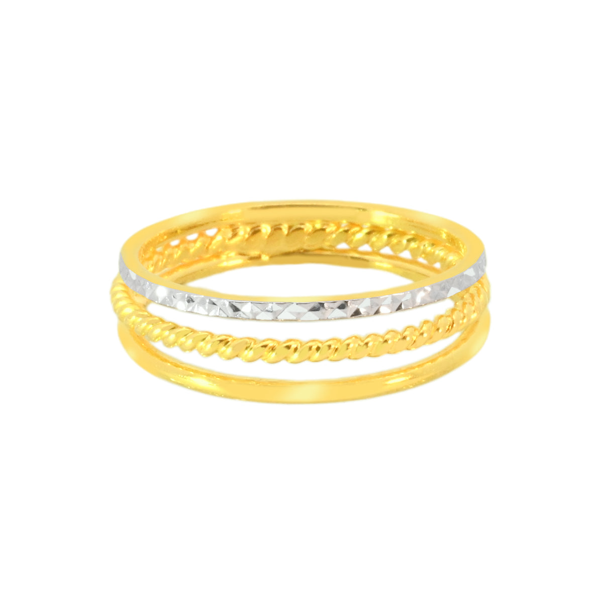 22k Two-Tone Gold Cocktail Fancy Ring in size 7.8 and total gold weight of 3.24g