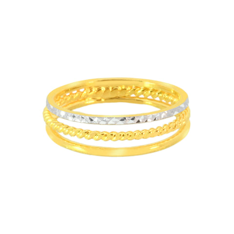 22k Two-Tone Gold Cocktail Fancy Ring in size 7.8 and total gold weight of 3.24g