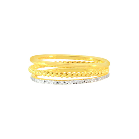 22k Two-Tone Gold Cocktail Fancy Ring in size 7.8 and total gold weight of 3.24g