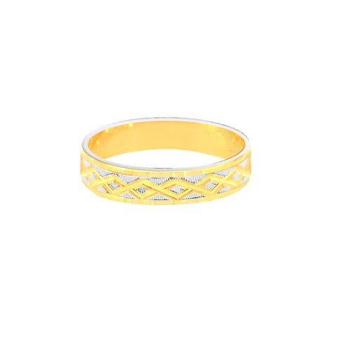 22k Two-Tone Gold Fancy Band Ring in size 8 and total gold weight of 2.89g