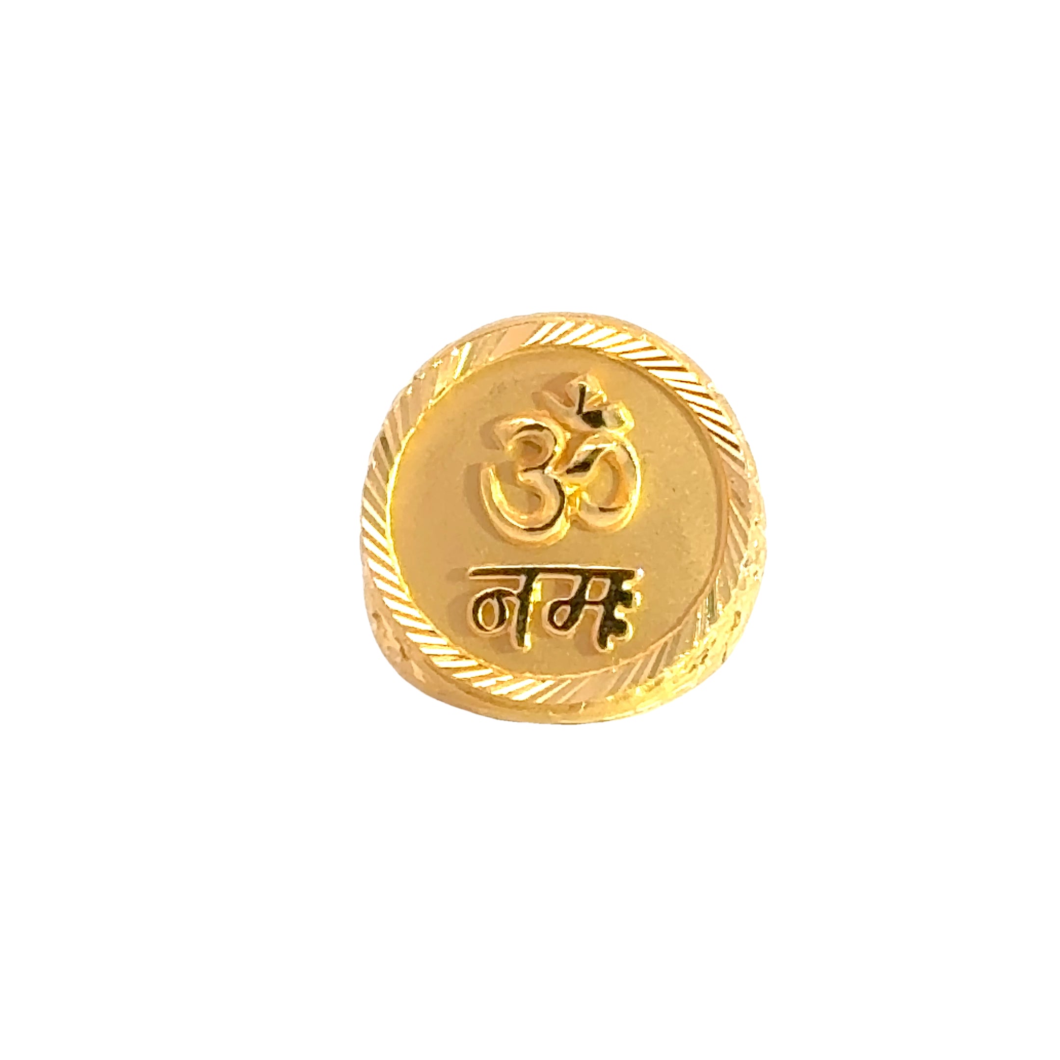 22k Yellow Gold Large Om Namah Religious Ring measuring 10