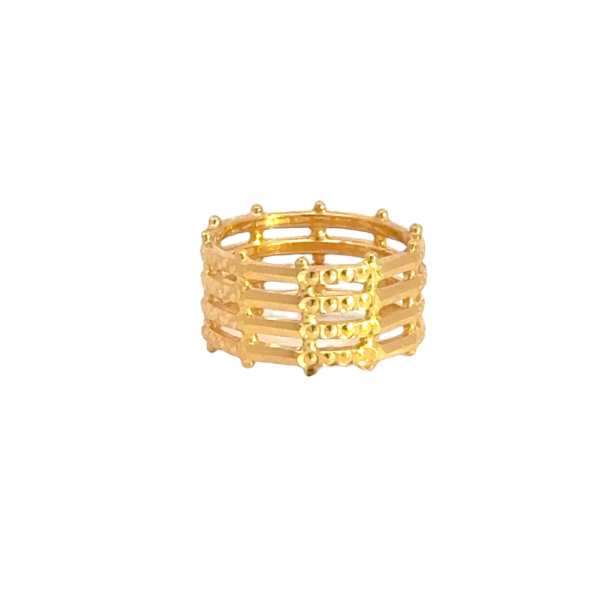 22k Yellow Gold Fancy Stacked Ring measuring 5.5