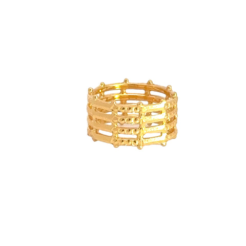 22k Yellow Gold Fancy Stacked Ring measuring 5.5