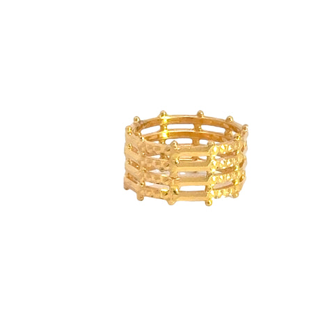 22k Yellow Gold Fancy Stacked Ring measuring 5.5