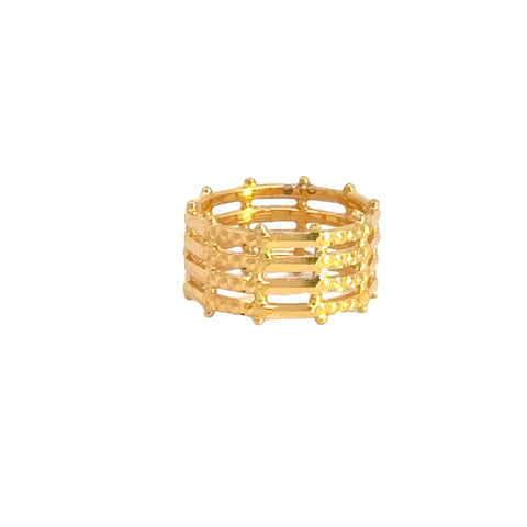 22k Yellow Gold Fancy Stacked Ring measuring 5.5