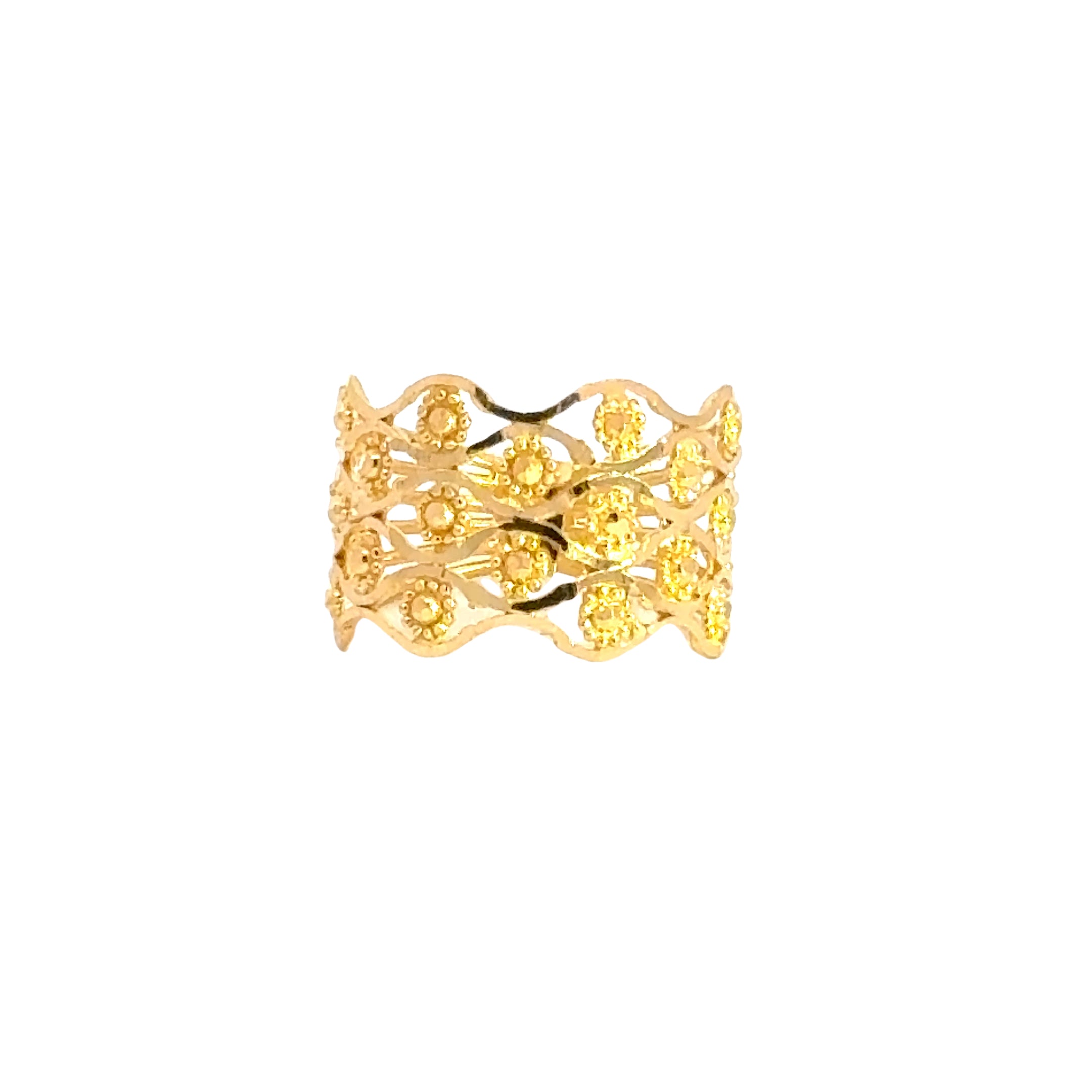 22k Yellow Gold Stacked Filigree Ring measuring 6