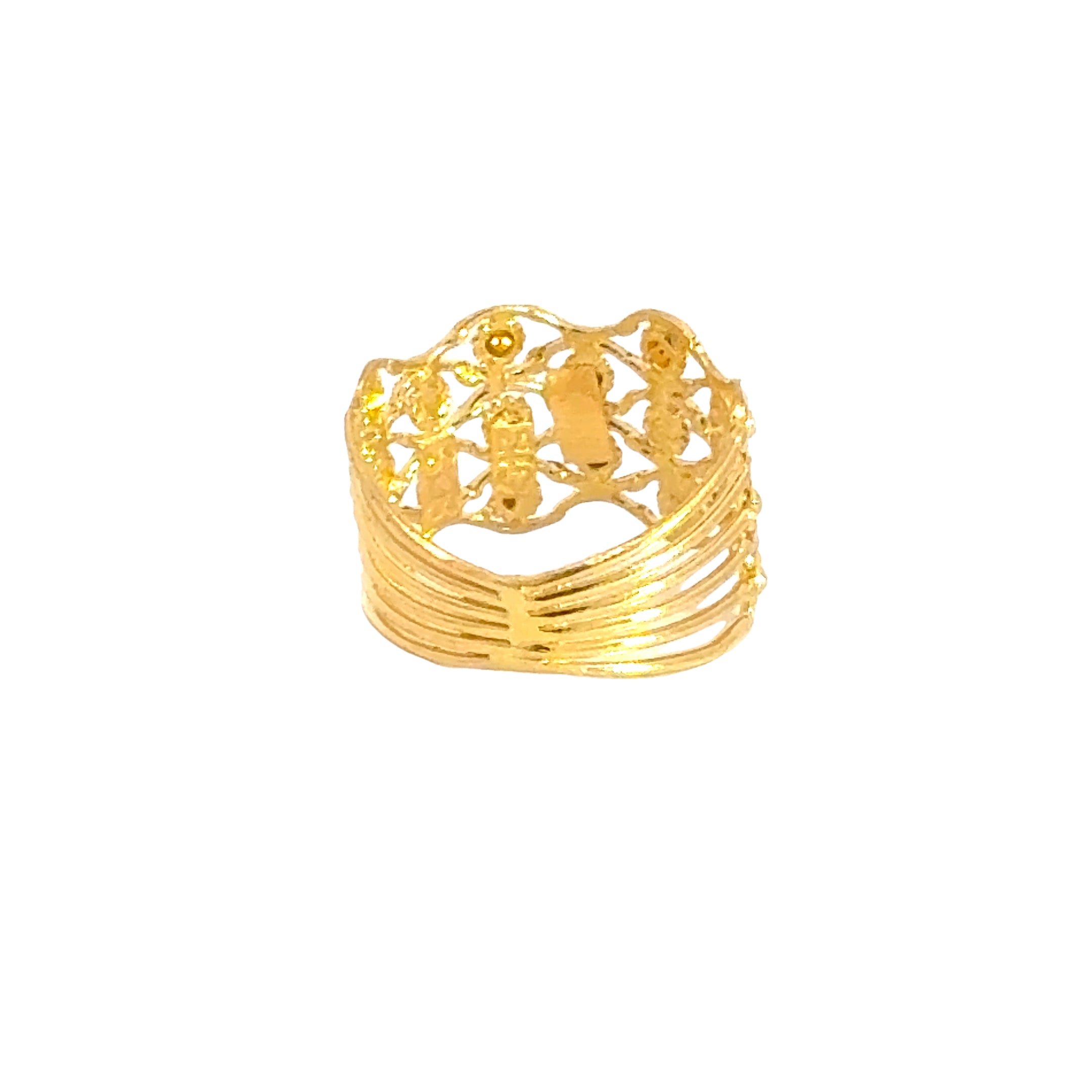 22k Yellow Gold Stacked Filigree Ring measuring 6