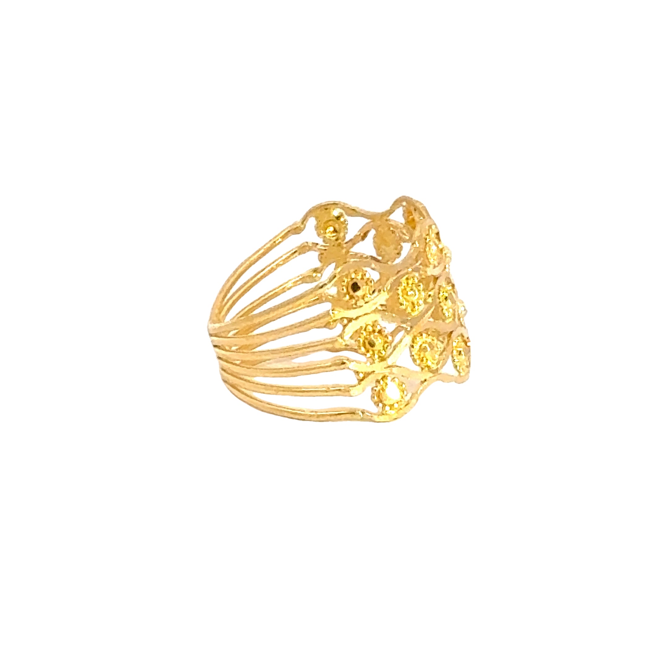 22k Yellow Gold Stacked Filigree Ring measuring 6