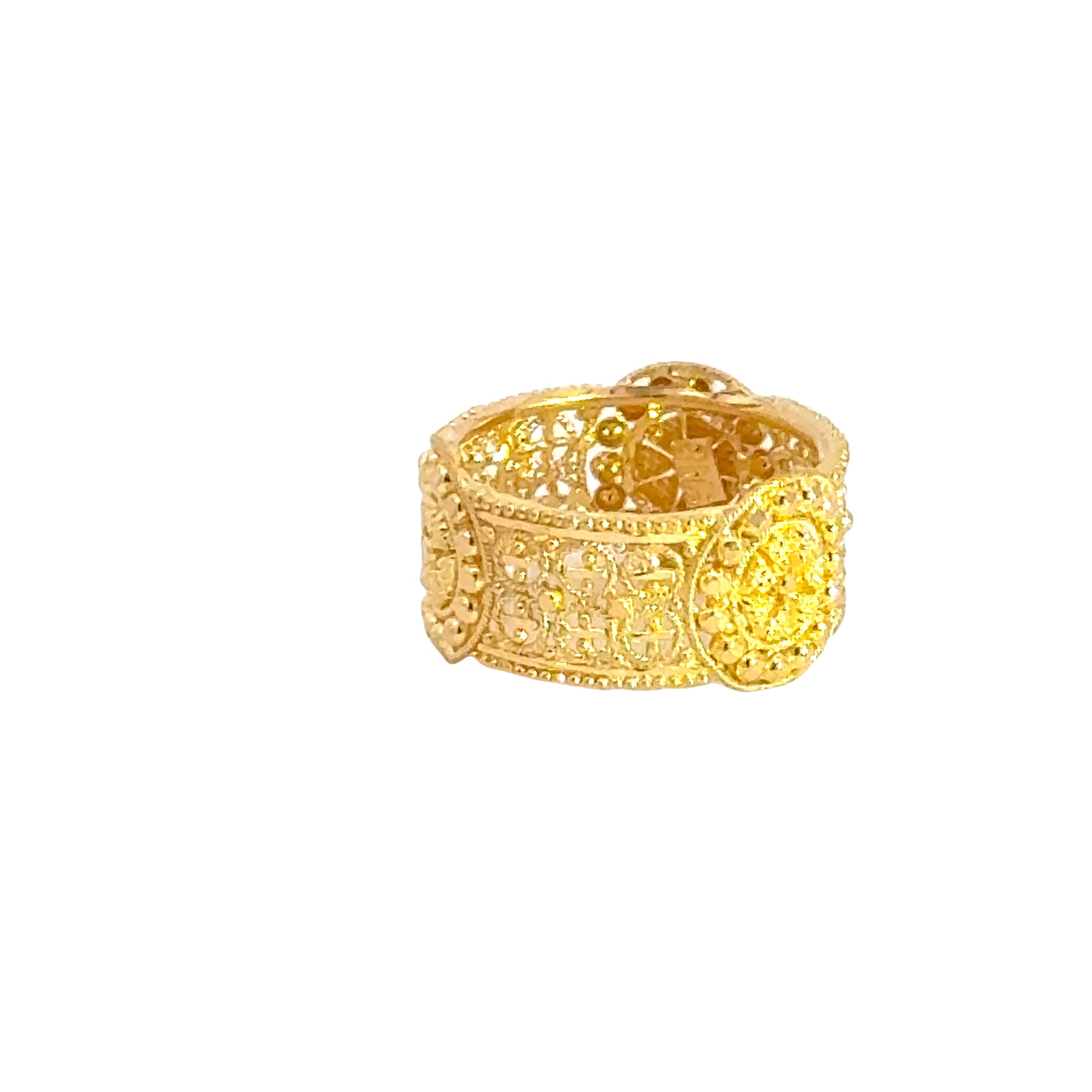 22k Yellow Gold Band Fancy Filigree Ring measuring 6