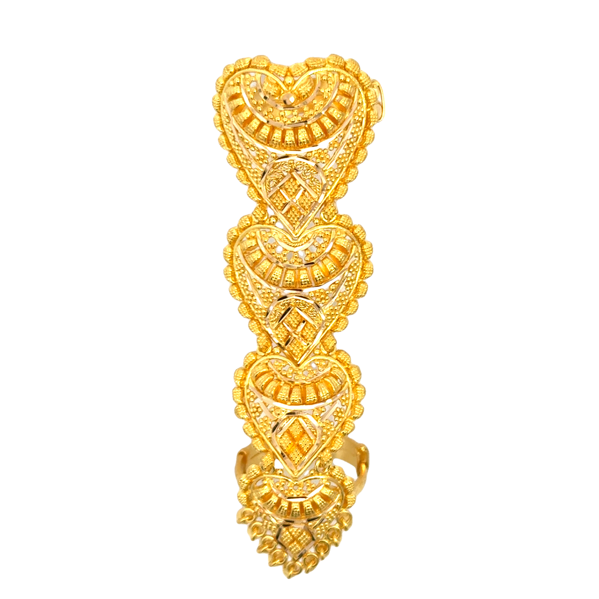 22k Yellow Gold Adjustable Whole Finger Filigree Ring in size 5 and total gold weight of 12g