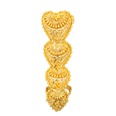 22k Yellow Gold Adjustable Whole Finger Filigree Ring in size 5 and total gold weight of 12g