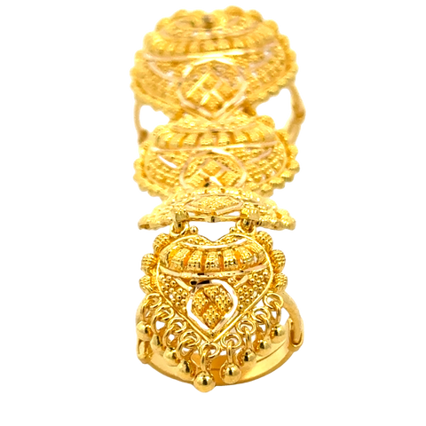 22k Yellow Gold Adjustable Whole Finger Filigree Ring in size 5 and total gold weight of 12g