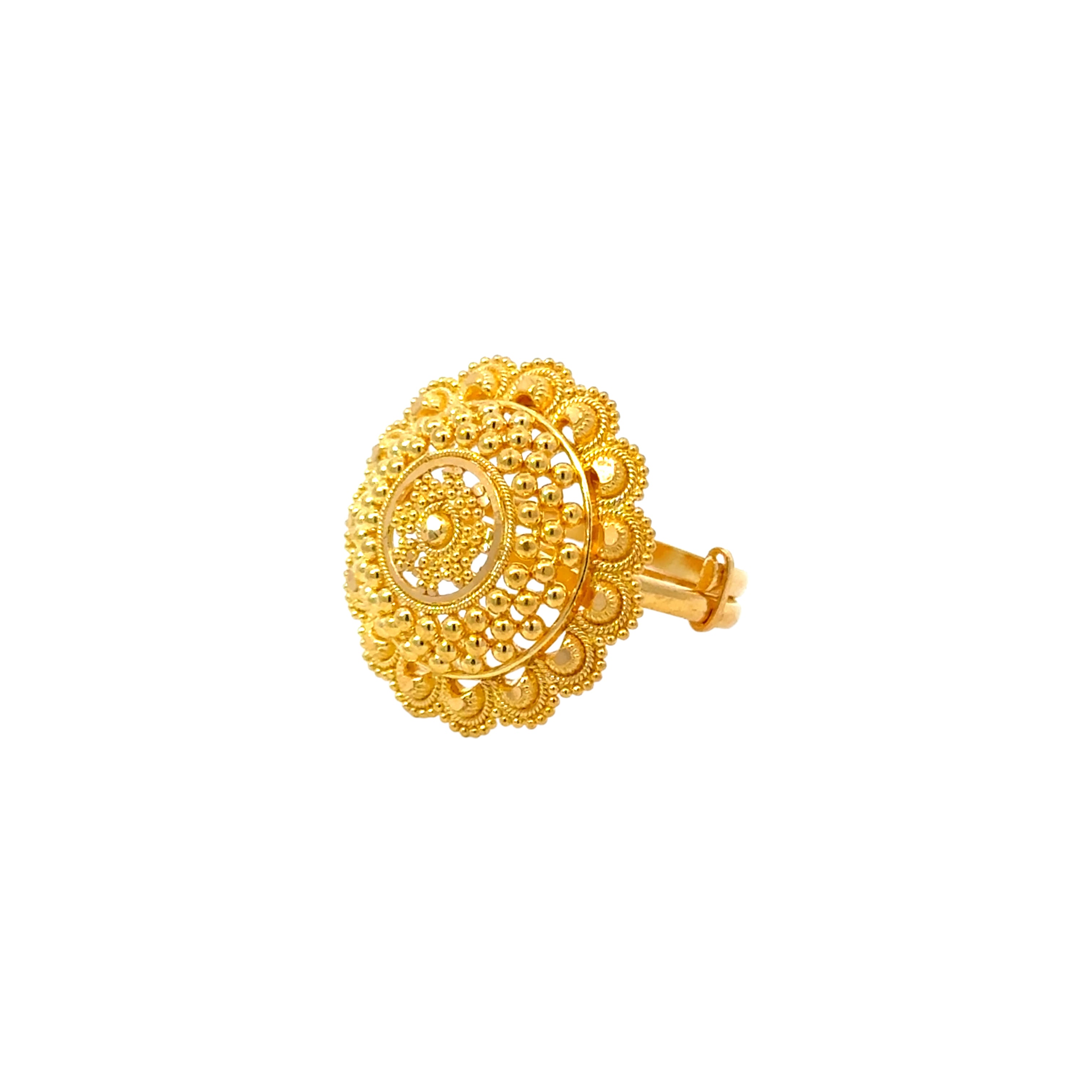 22k Yellow Gold Filigree Adjustable Rings in size 6 - 10 and total gold weight of 5.95g