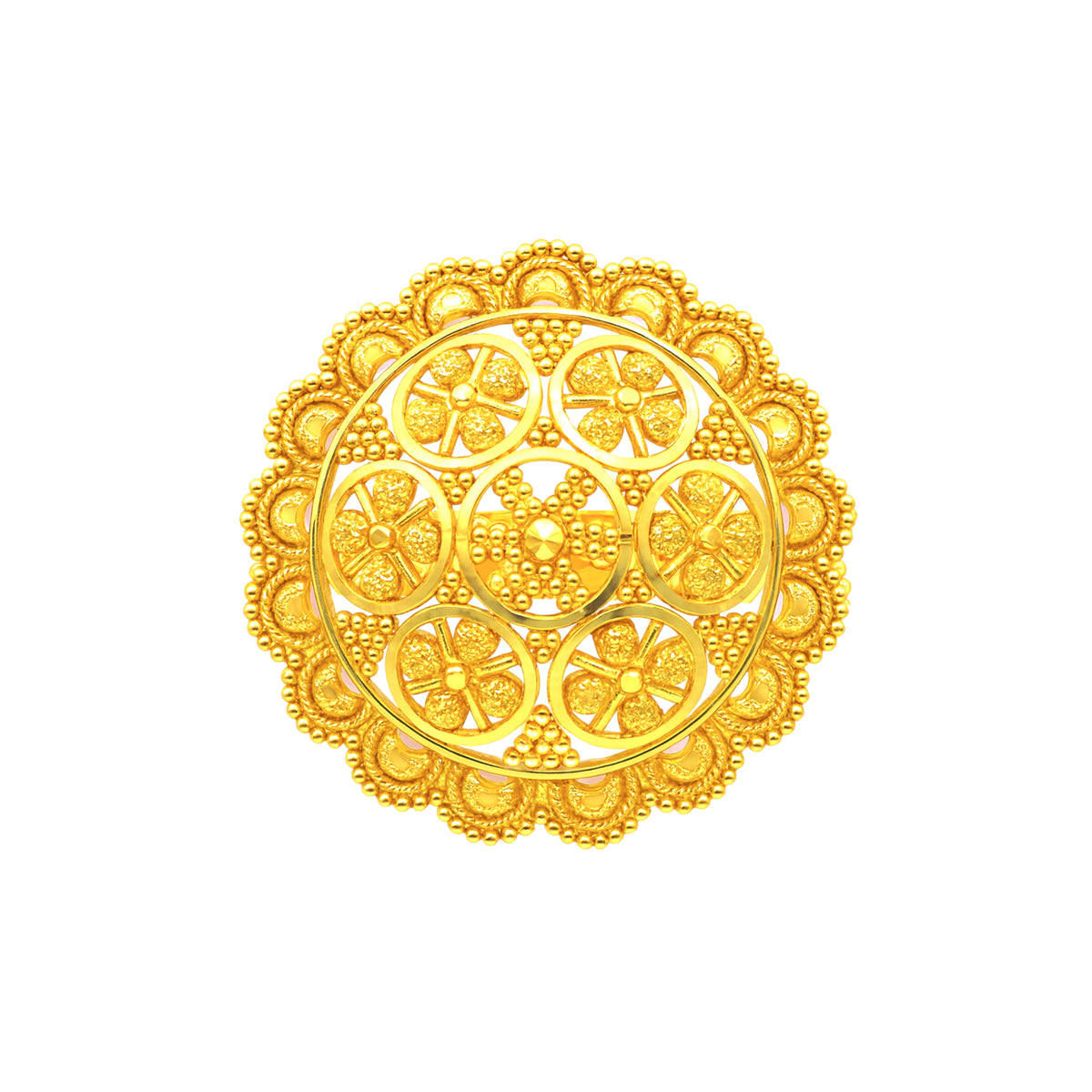 22k Yellow Gold Filigree Adjustable Rings in size 6 - 10 and total gold weight of 6.81g