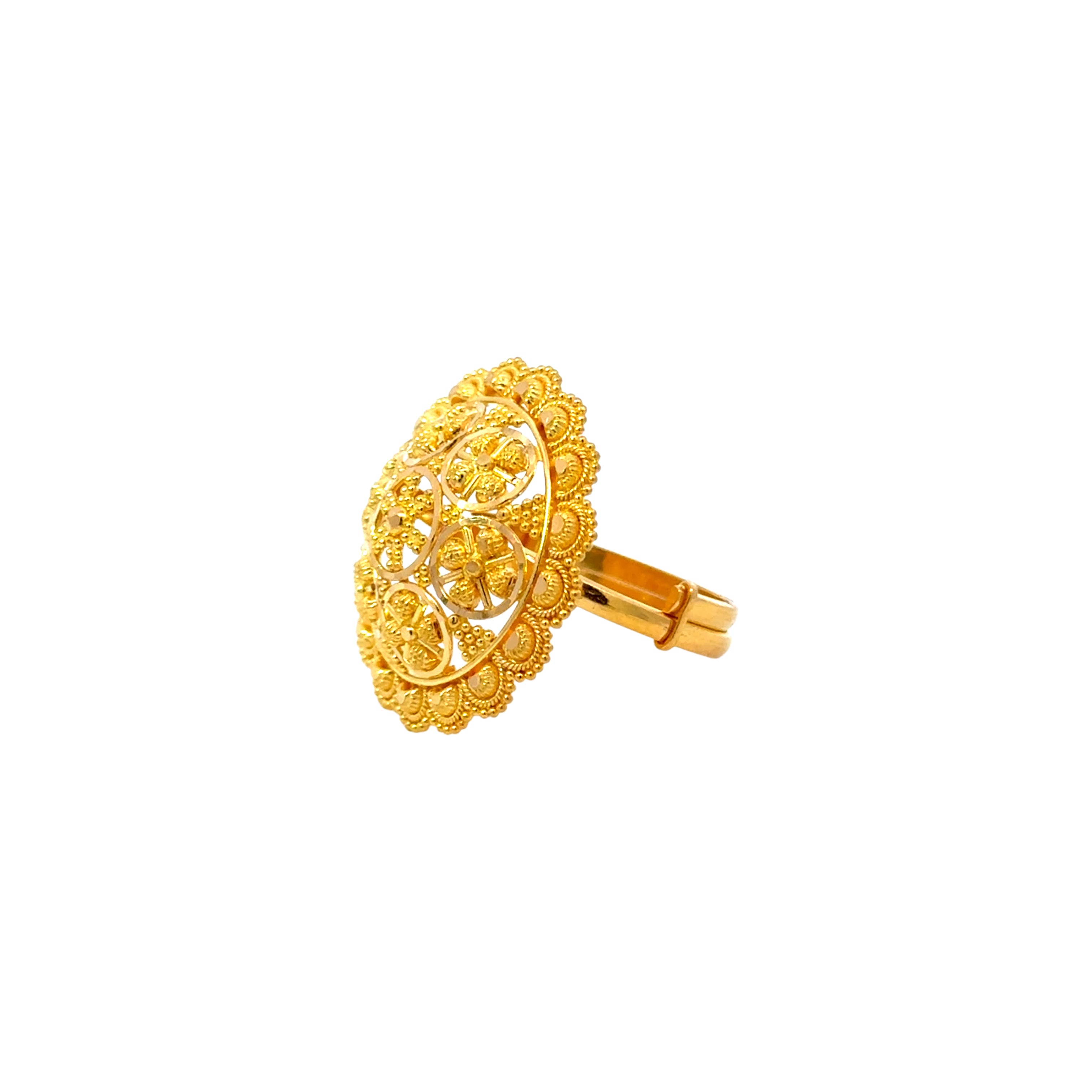 22k Yellow Gold Filigree Adjustable Rings in size 6 - 10 and total gold weight of 6.81g