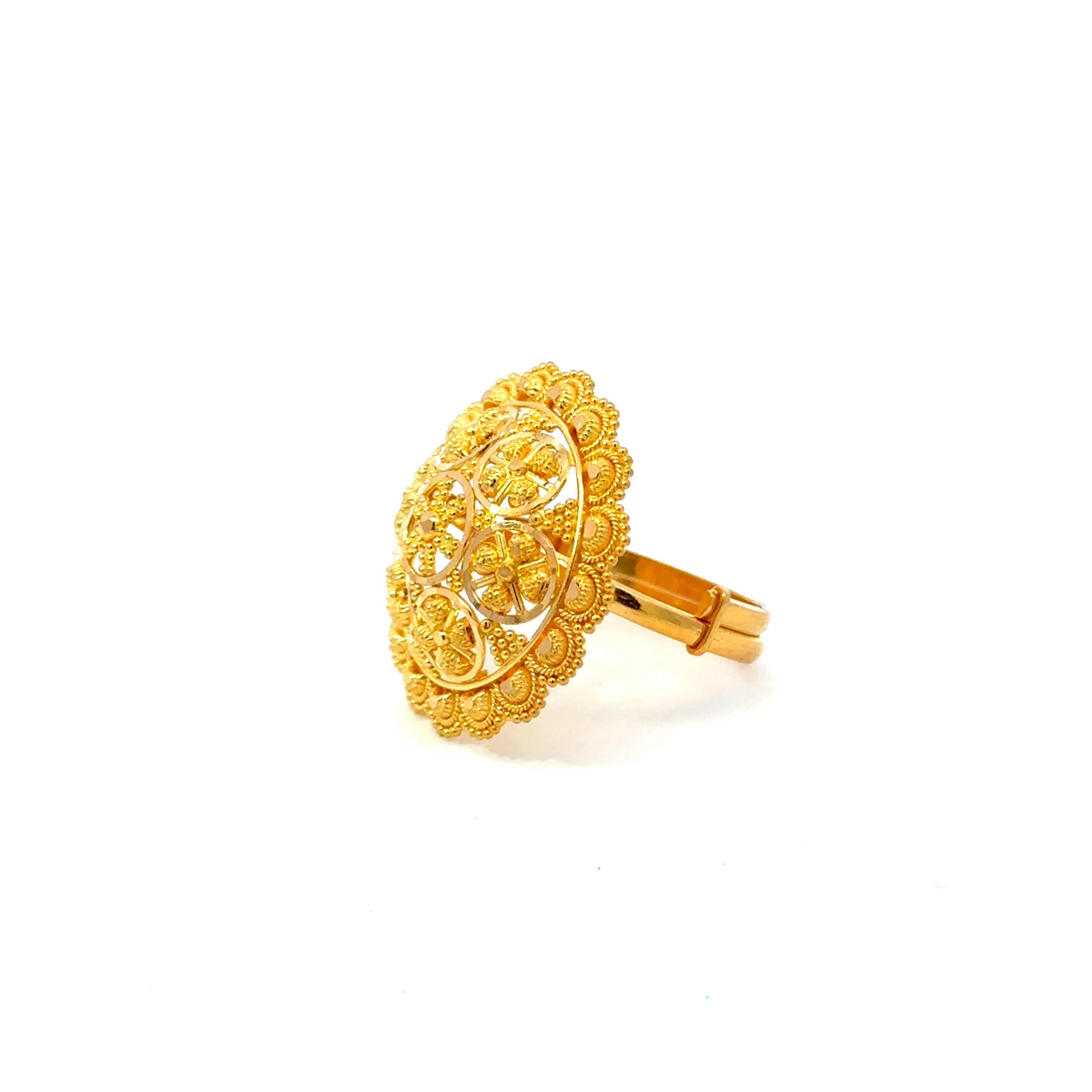 22k Yellow Gold Filigree Adjustable Rings in size 6 - 10 and total gold weight of 6.81g