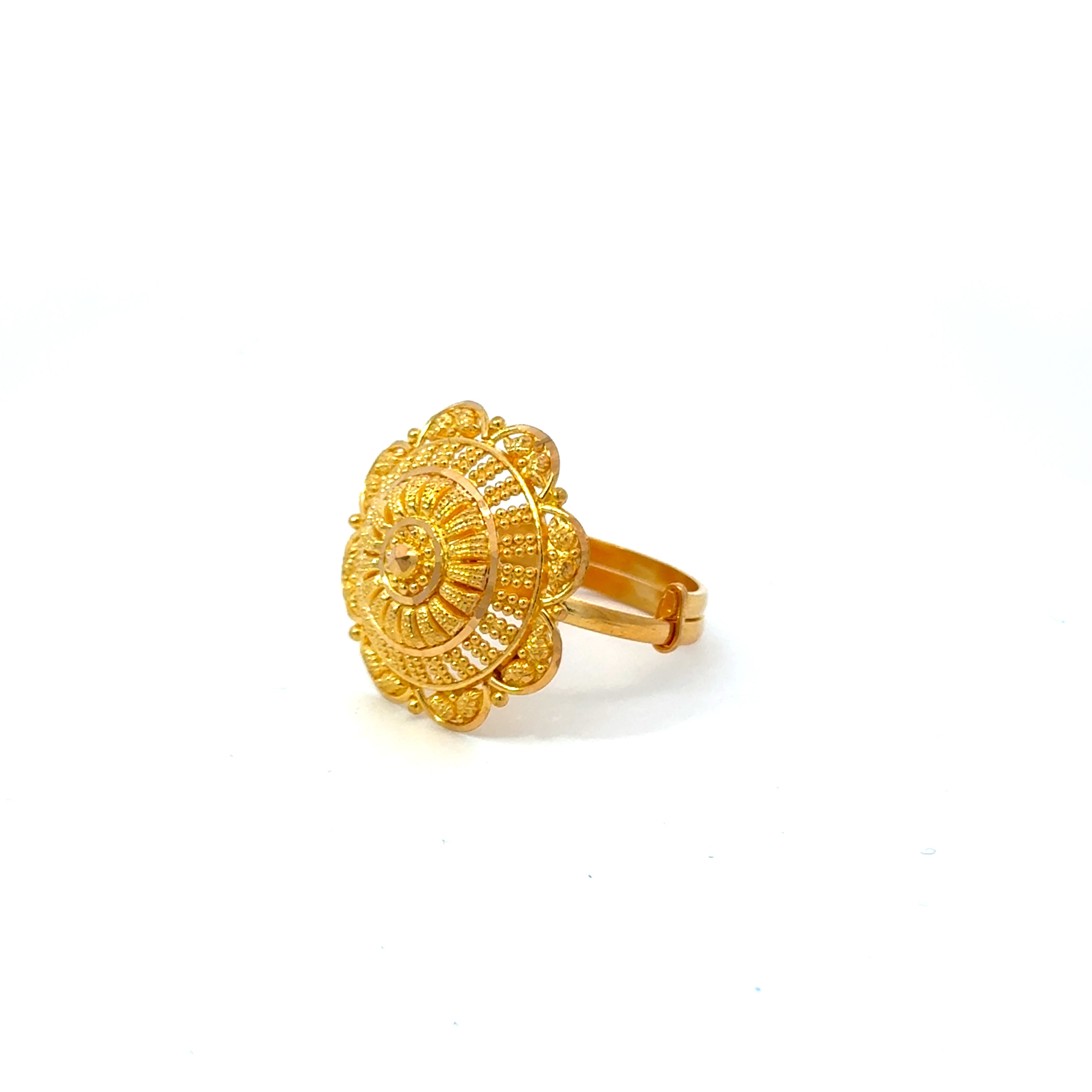 22k Yellow Gold Filigree Adjustable Rings in size 6 - 10 and total gold weight of 5.47g