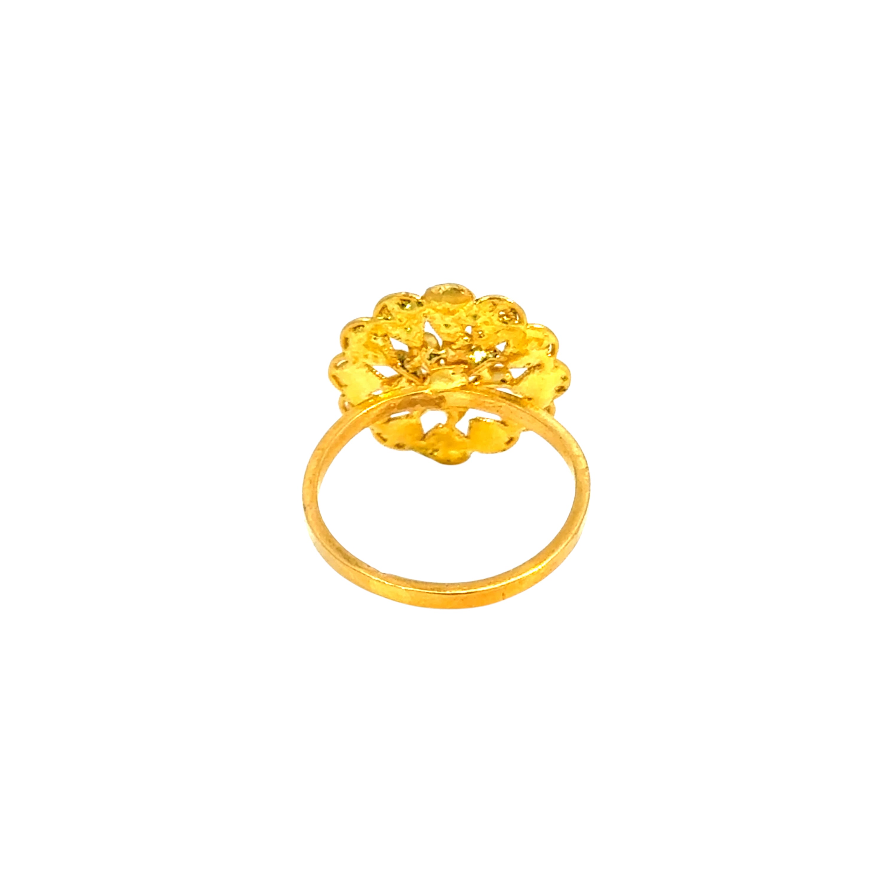 22k Yellow Gold Filigree Sunflower  Rings in size 4.5 and total gold weight of 2.53g