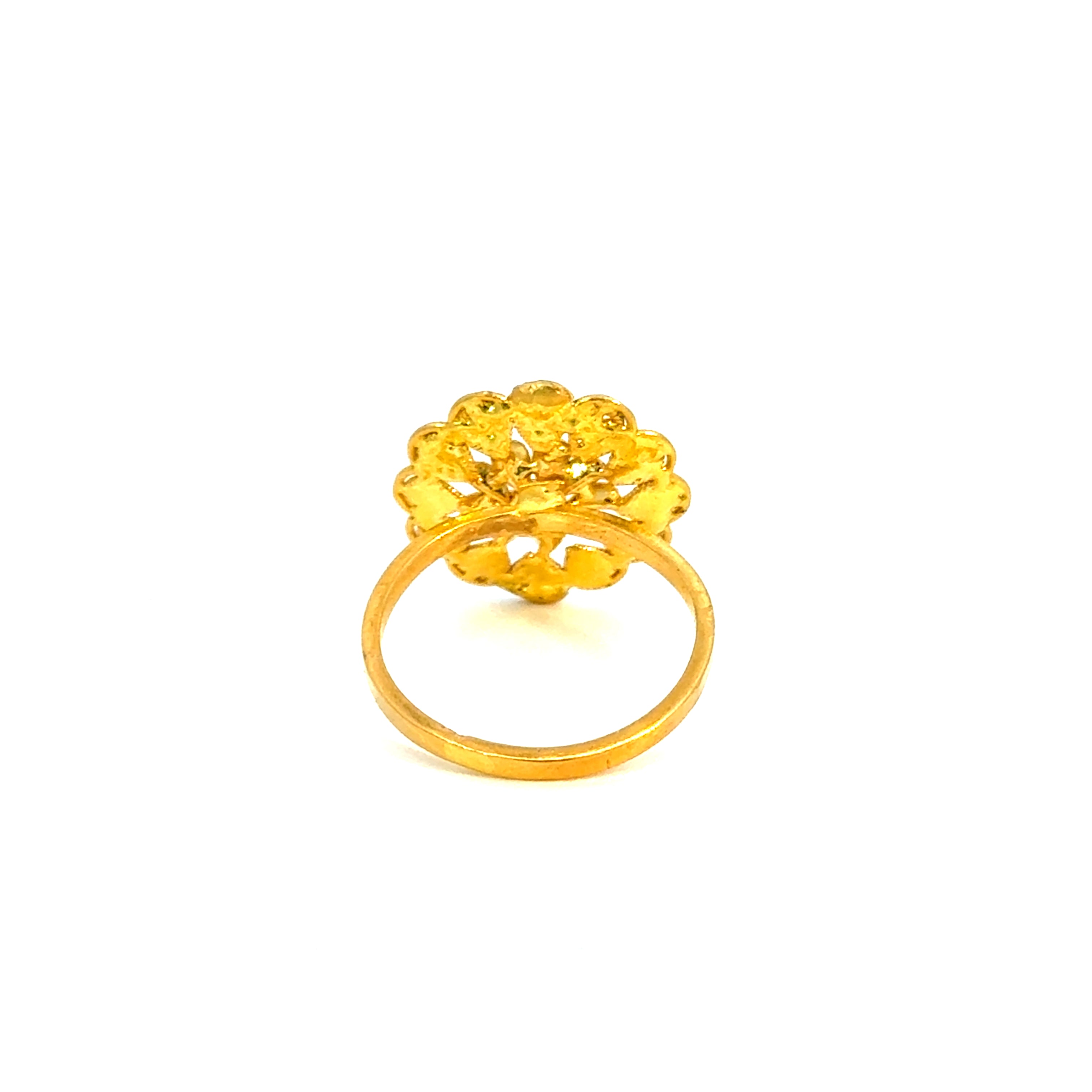 22k Yellow Gold Filigree Sunflower  Rings in size 4.5 and total gold weight of 2.53g