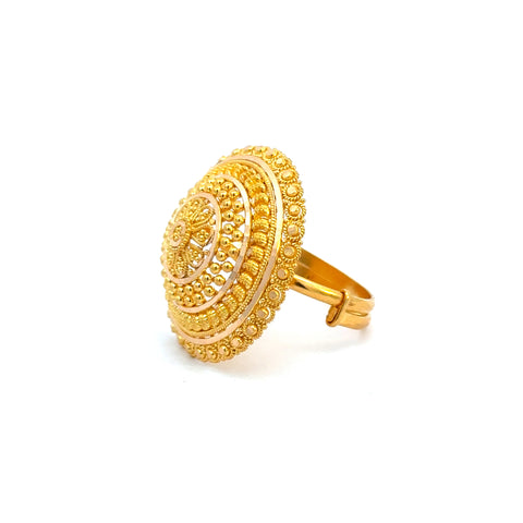 22k Yellow Gold Filigree Adjustable Cocktail  Rings in size 6 - 10 and total gold weight of 8.3g