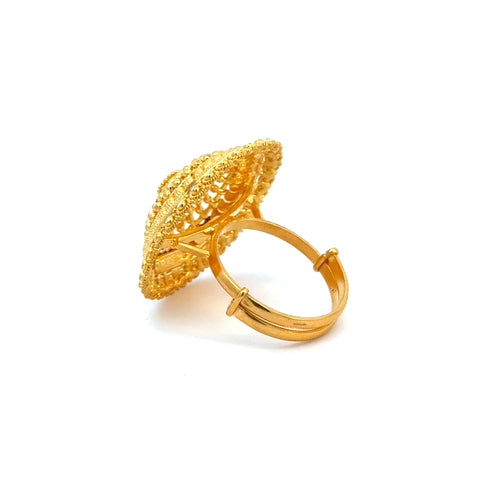 22k Yellow Gold Filigree Adjustable Cocktail  Rings in size 6 - 10 and total gold weight of 8.3g