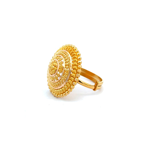 22k Yellow Gold Filigree Adjustable Cocktail  Rings in size 6 - 10 and total gold weight of 6.56g