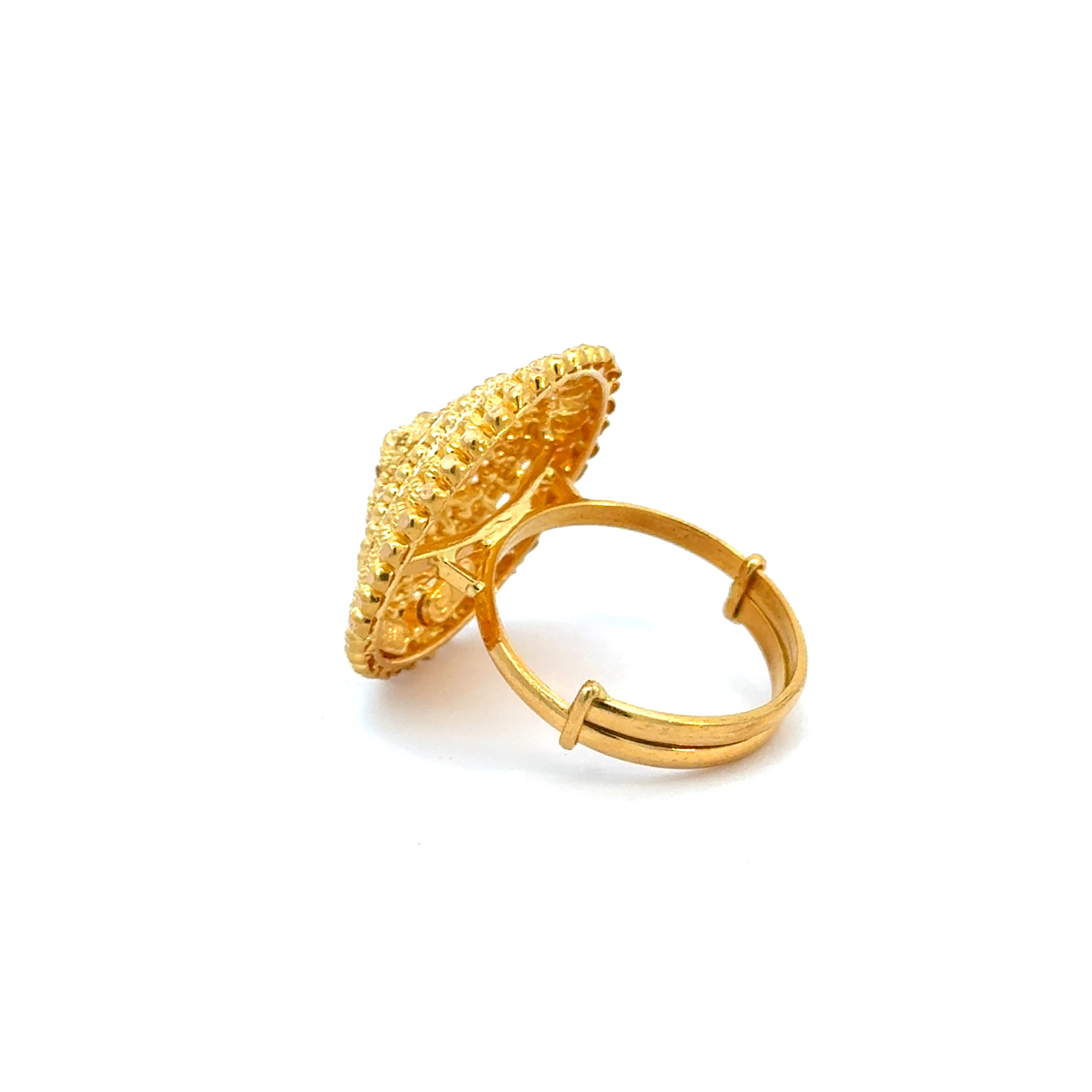 22k Yellow Gold Filigree Adjustable Cocktail  Rings in size 6 - 10 and total gold weight of 6.56g