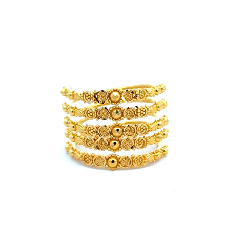 22k Yellow Gold Stacked Filigree Rings in size 7.5 and total gold weight of 7.69g